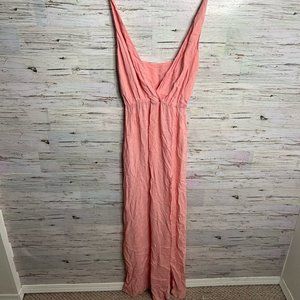 Blue life planet blue pink maxi dress size small  slit